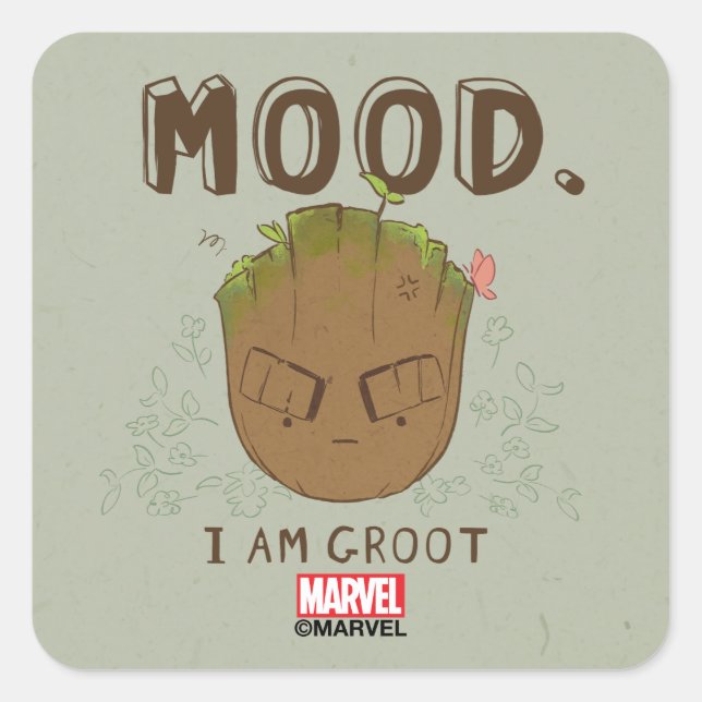 Sticker Carré Humeur. Je Suis Groot (Devant)