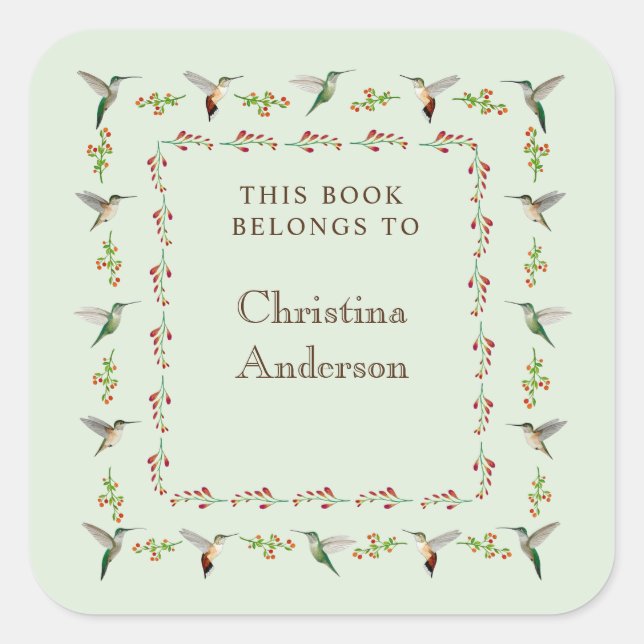 Sticker Carré  Hummingbird Bookplate (Devant)
