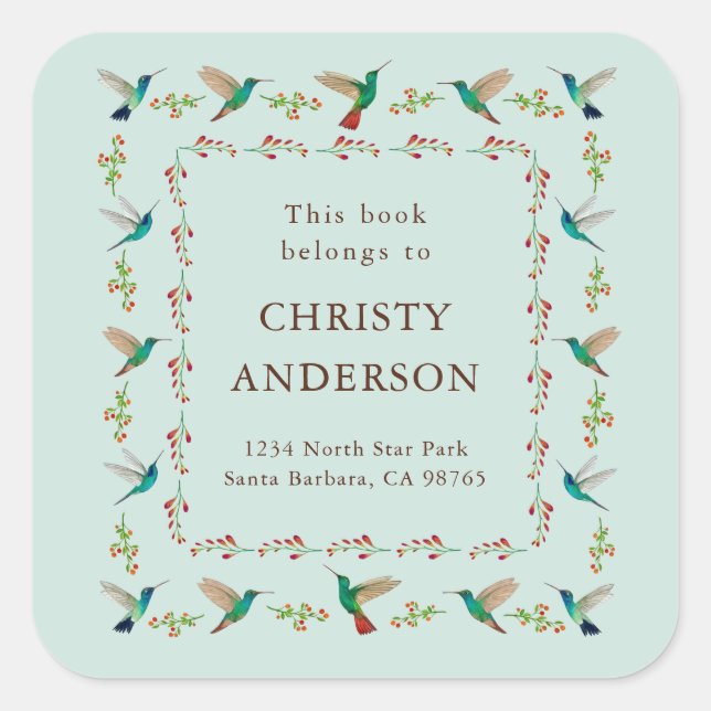 Sticker Carré Hummingbird Bookplate (Devant)