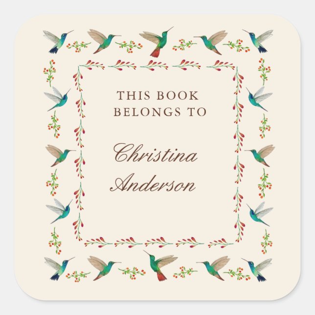 Sticker Carré Hummingbird Bookplate (Devant)