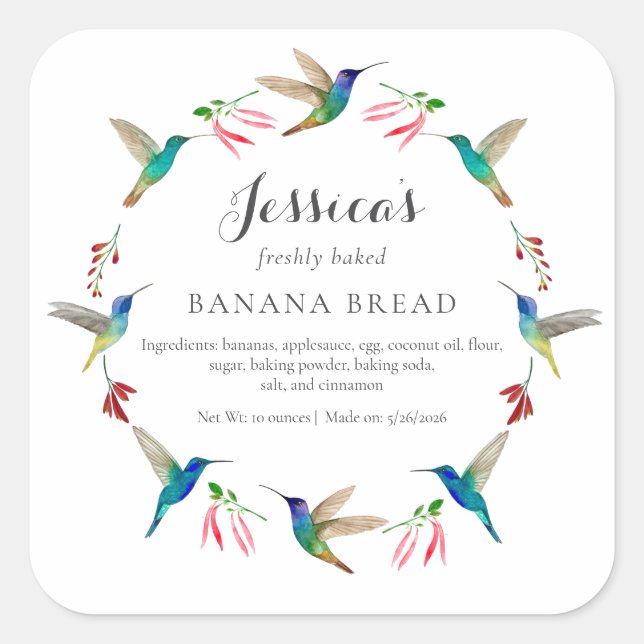 Sticker Carré Hummingbird Product Label (Devant)