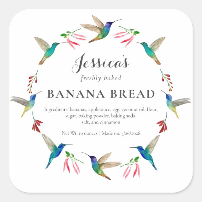 Sticker Carré Hummingbird Product Label (Devant)