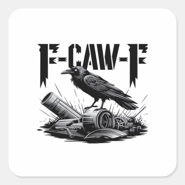 Sticker Carré Humor Funny F Caw F Gothic Crow Aesthetic (Devant)