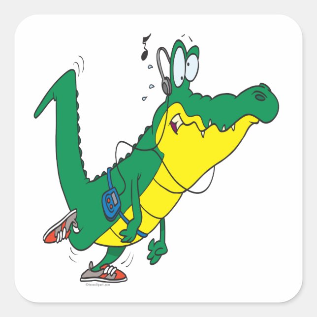 Sticker Carré humoristique gator alligator caricature (Devant)
