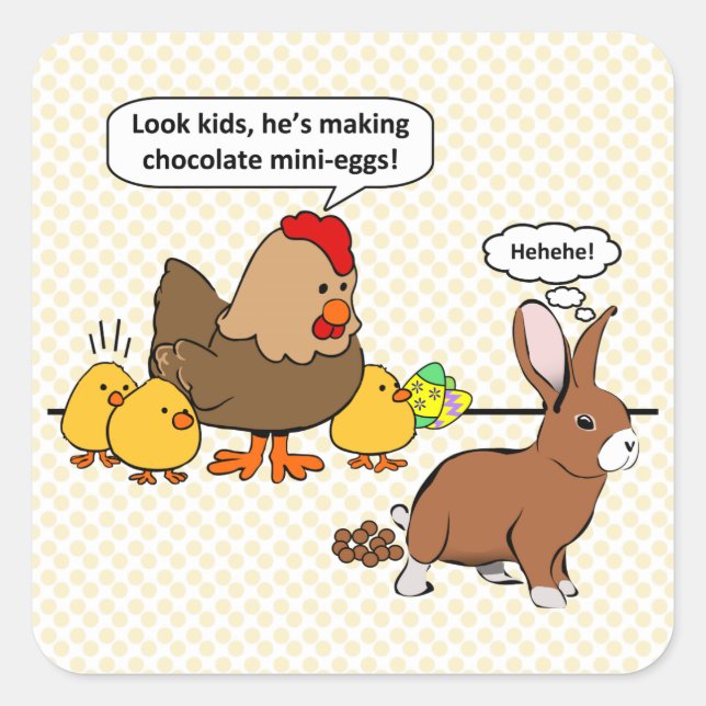 Sticker Carré Humour au chocolat lapin de Pâques (Devant)