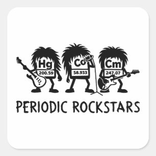 Sticker Carré Humour de chimie des rockstars périodiques
