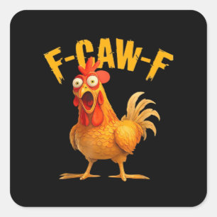 Sticker Carré Humour de corbeau F-Caw-F Gothique Drôle Rétro Coo