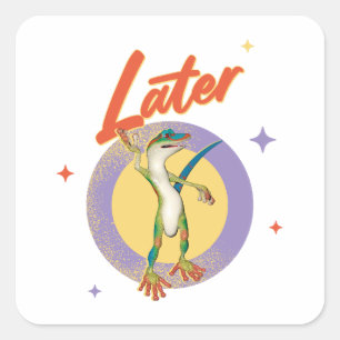 Sticker Carré Humour Rétro Gecko pour une journée paresseuse
