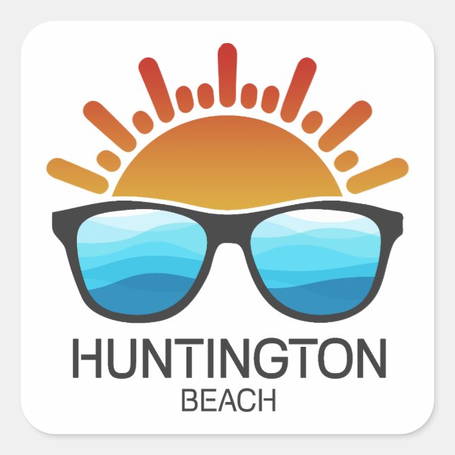 Sticker Carré Huntington Beach Caroline du Sud Lunettes de solei (Devant)
