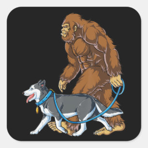 Sticker Carré Husky  Marche des chiens de Bigfoot Siberian Husky
