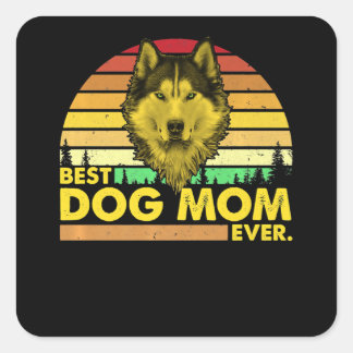 Sticker Carré Husky | Meilleur Husky Maman Jamais Chien Maman