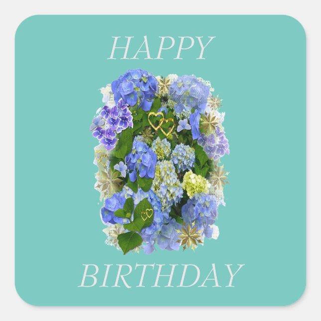 STICKER CARRÉ HYDRANGEA FLOWER JEUX ANNIVERSAIRE (Devant)