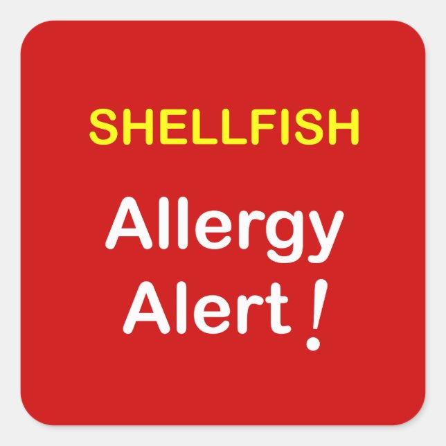 Sticker Carré i1 - Alerte allergique - SHELLFISH. (Devant)