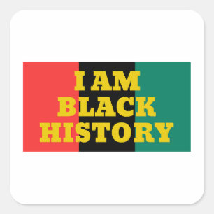 Sticker Carré I Am Black History in Gold Font