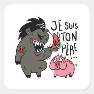Sticker Carré I am your father warthog and pig