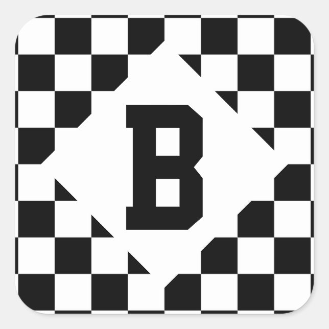 Sticker Carré I Bleed Racing Check Black White À damiers Personn (Devant)