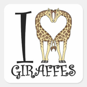 Sticker Carré I girafes de coeur
