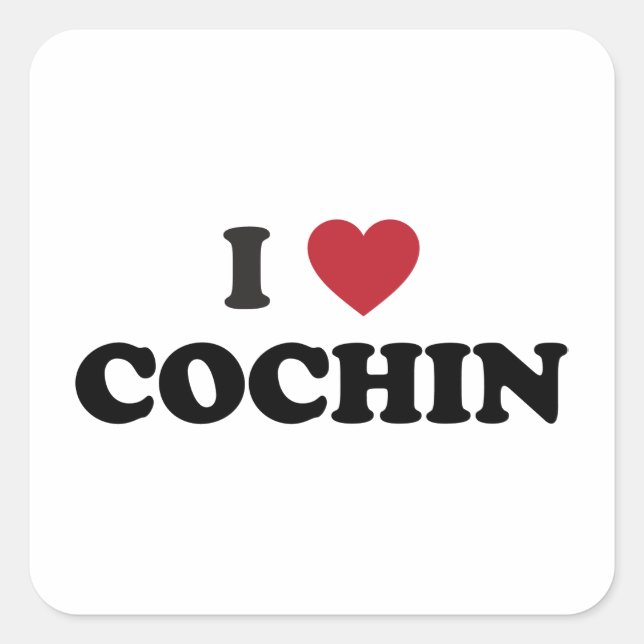 Sticker Carré I Heart Cochin India (Kochi) (Devant)