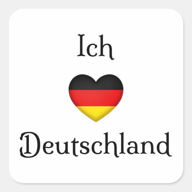 Sticker Carré "I Heart Germany" Allemand Pride World Traveller (Devant)