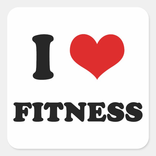 Sticker Carré I Heart I Love Fitness (Devant)