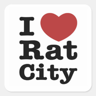 Sticker Carré I Heart Rat City