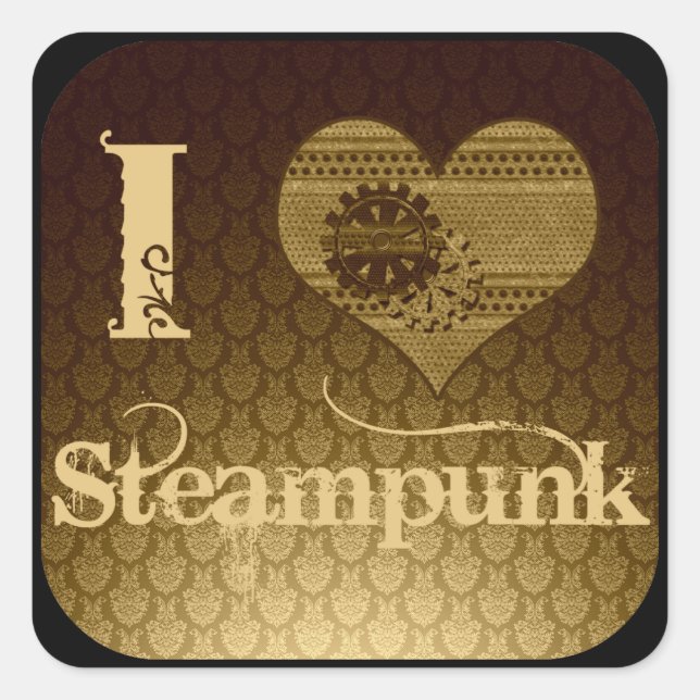 Sticker Carré I Heart Steampunk (Devant)