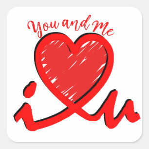 Sticker Carré I Heart U - Amour