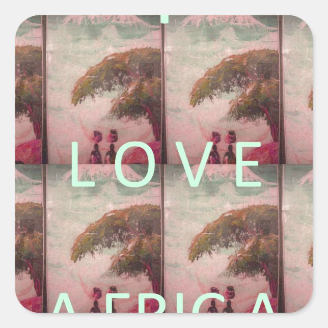 Sticker Carré I Love Africa - Motif du paysage culturel (Devant)