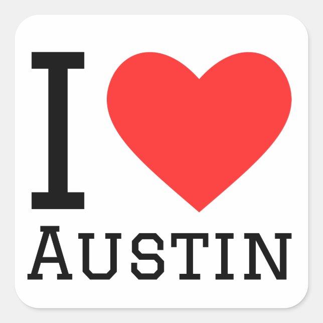 Sticker Carré I Love Austin (Devant)
