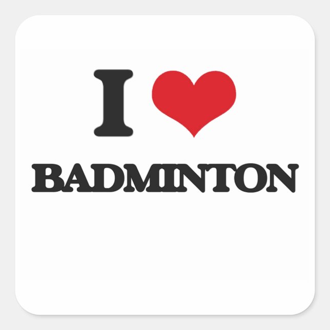 Sticker Carré I Love Badminton (Devant)