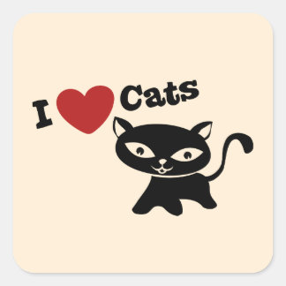Sticker Carré I Love Cat