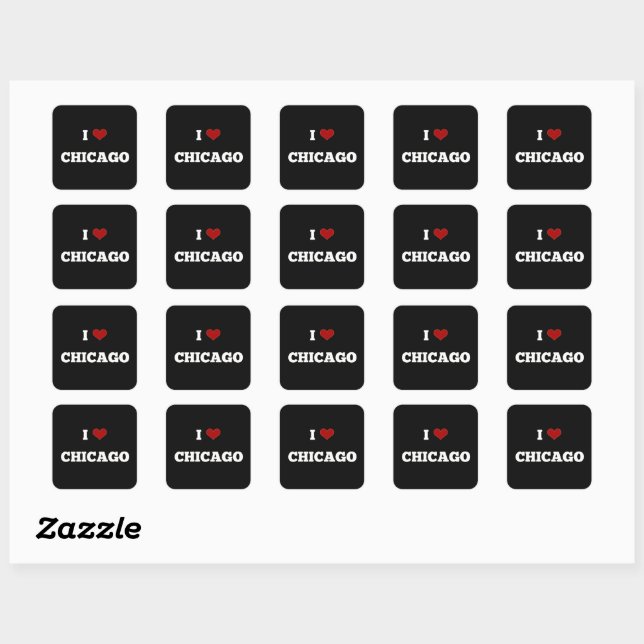 Sticker Carré I Love Chicago Button (Feuille)