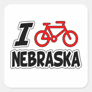 Sticker Carré I Love Cycling Nebraska