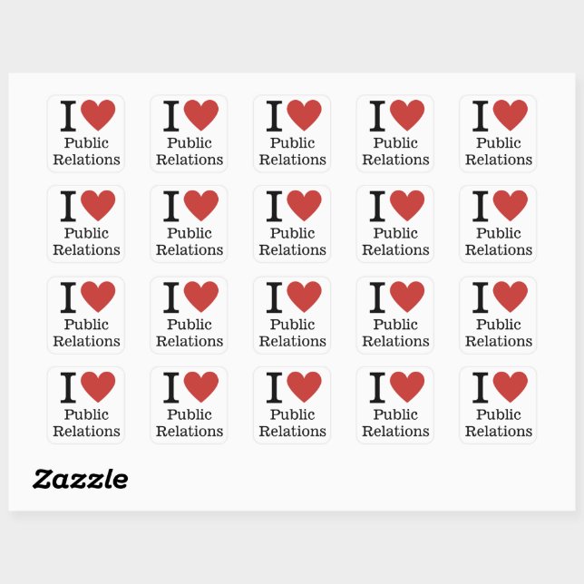 Sticker Carré I ❤️ Love Département des relations publiques STIC (Feuille)