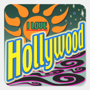 Sticker Carré "I LOVE Hollywood" Night Sunshine" Sticker!