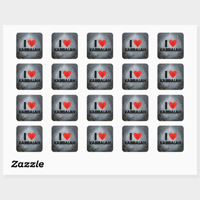 Sticker Carré I love Kabbalah  (Feuille)
