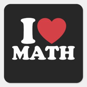 Sticker Carré I Love Math I Heart Super Retro