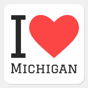 Sticker Carré I love Michigan