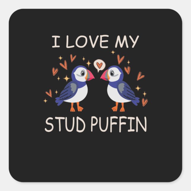 Sticker Carré .I Love My Stud Puffin Puffin Relation (Devant)