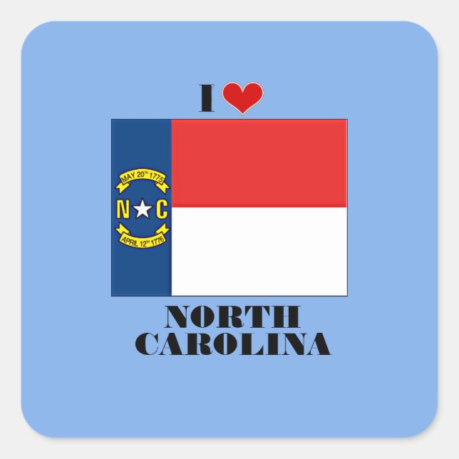 Sticker Carré I Love North Carolina (Devant)