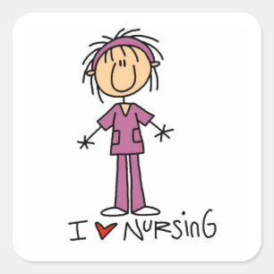 Sticker Carré I Love Nursing T-shirts and Gifts
