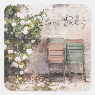 Sticker Carré I Love Paris Wall Flowers