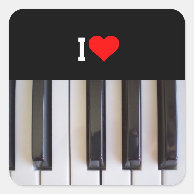 Sticker Carré I Love Piano (Devant)