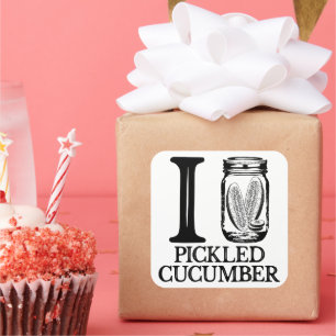 Sticker Carré I Love Pickled Cucumber - Vintage Pickle Cucumber