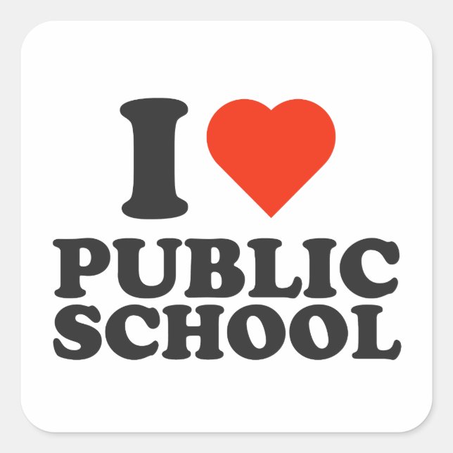 Sticker Carré I Love Public School - I heart Public Schools (Devant)