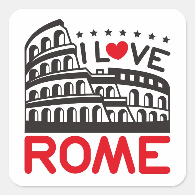 Sticker Carré I Love Rome Italie Colisée Voyage (Devant)