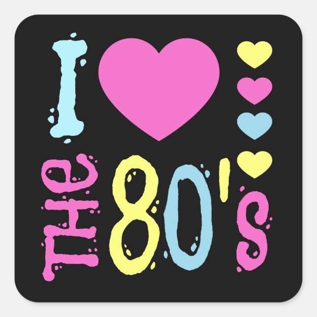 Sticker Carré I Love the 80s Disco Costume (Devant)