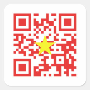 Sticker Carré I Love Vietnam (Tôi Yêu Viêt Nam) Drapeau QR Code
