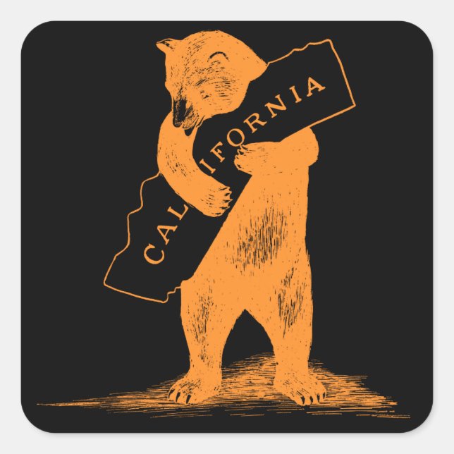 Sticker Carré I Love You California—Orange and Black (Devant)