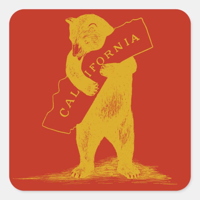 Sticker Carré I Love You California—Rouge et Or (Devant)